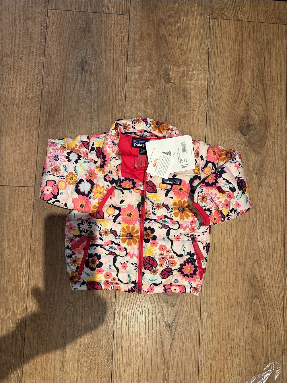 Patagonia Pink Floral Puffer Hoodie for baby